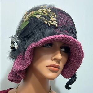 Elegant Plum and Black Women's Cloche Hat